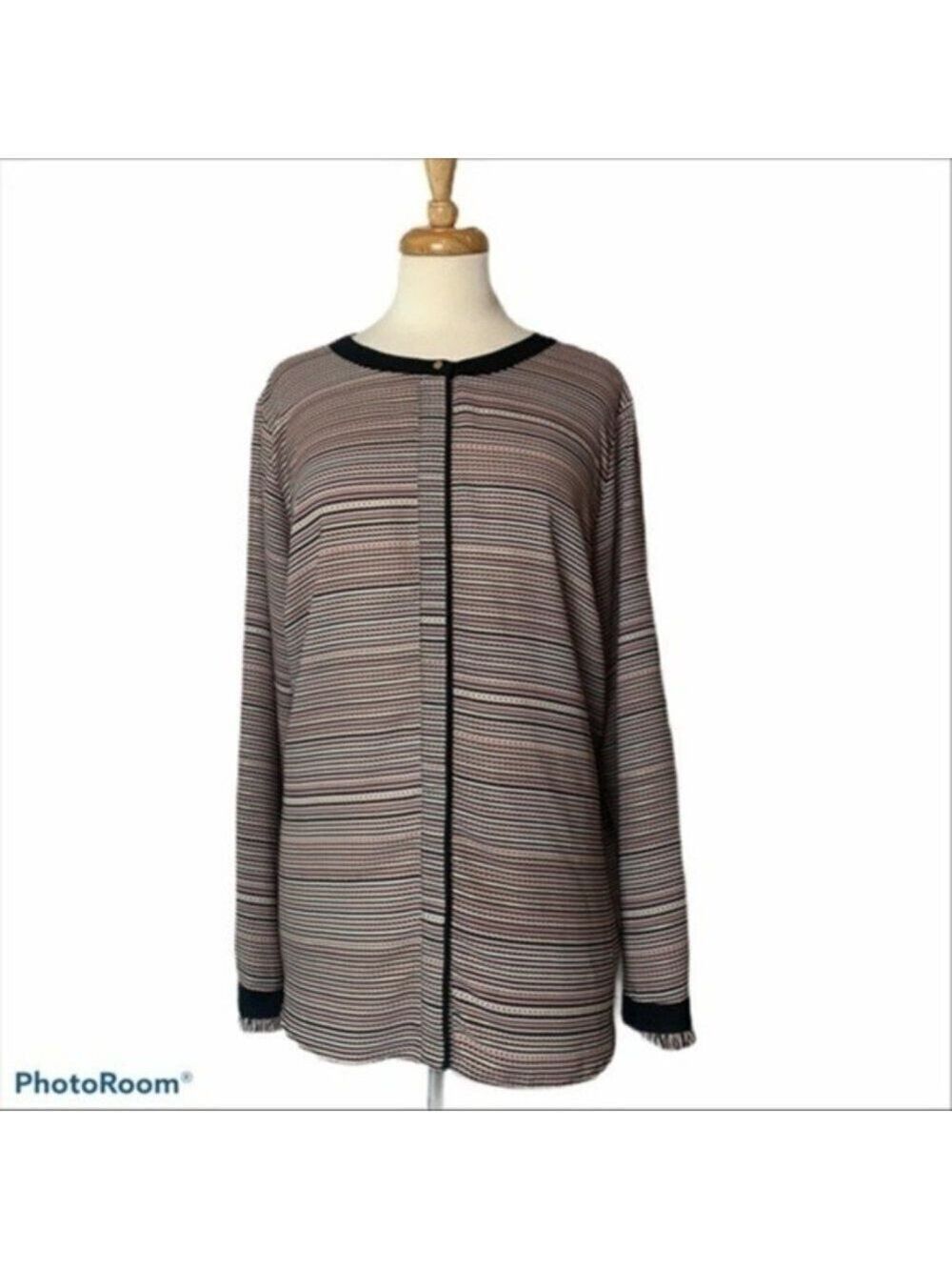 Liz Claiborne Stripe Tunic Button Up Top 2X - Picture 2 of 9